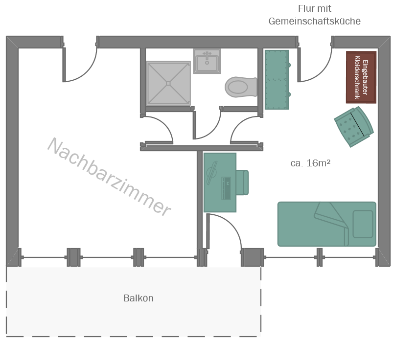 Zimmer mit Balkon im Dondersheim